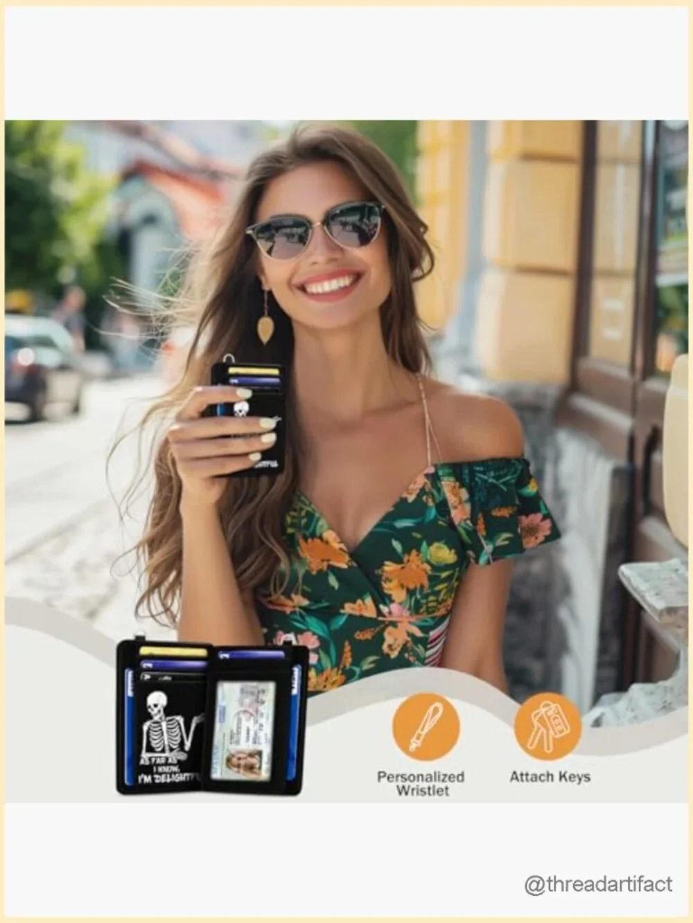 Skeleton Skull RFID Blocking Credit Card Holder Slim Wallet